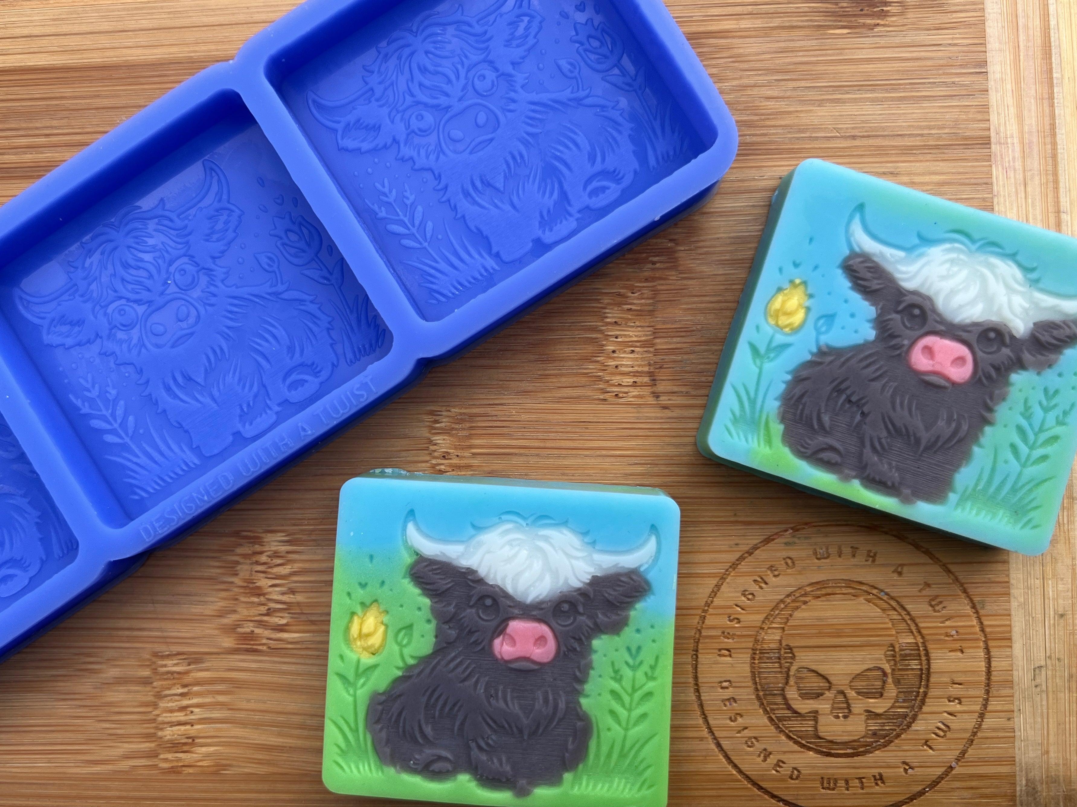 Cute Highland Cow Silicone Mold Square - Designed with a Twist - Top quality silicone molds made in the UK.