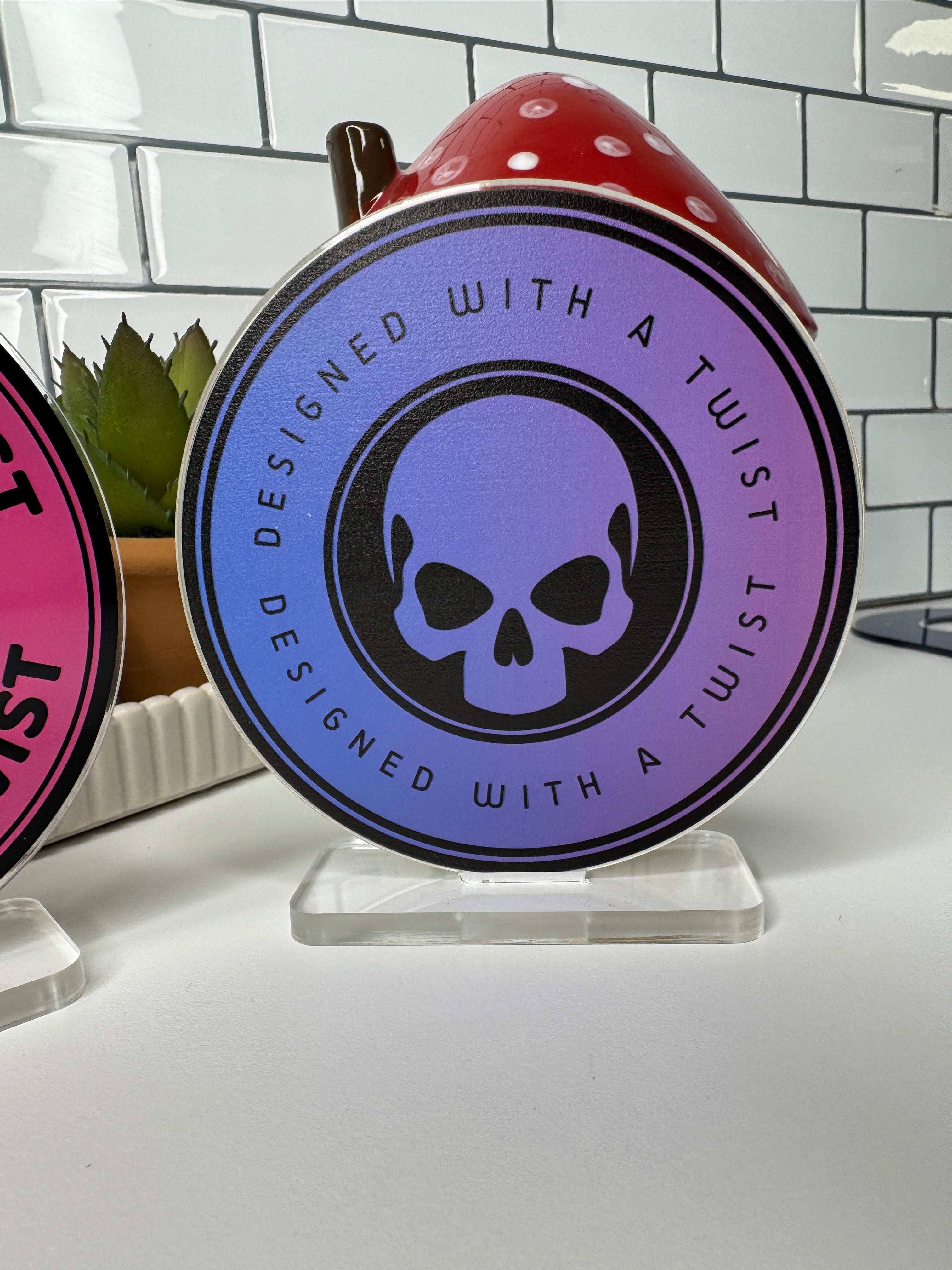 10cm Custom Circular Acrylic Logo Stand