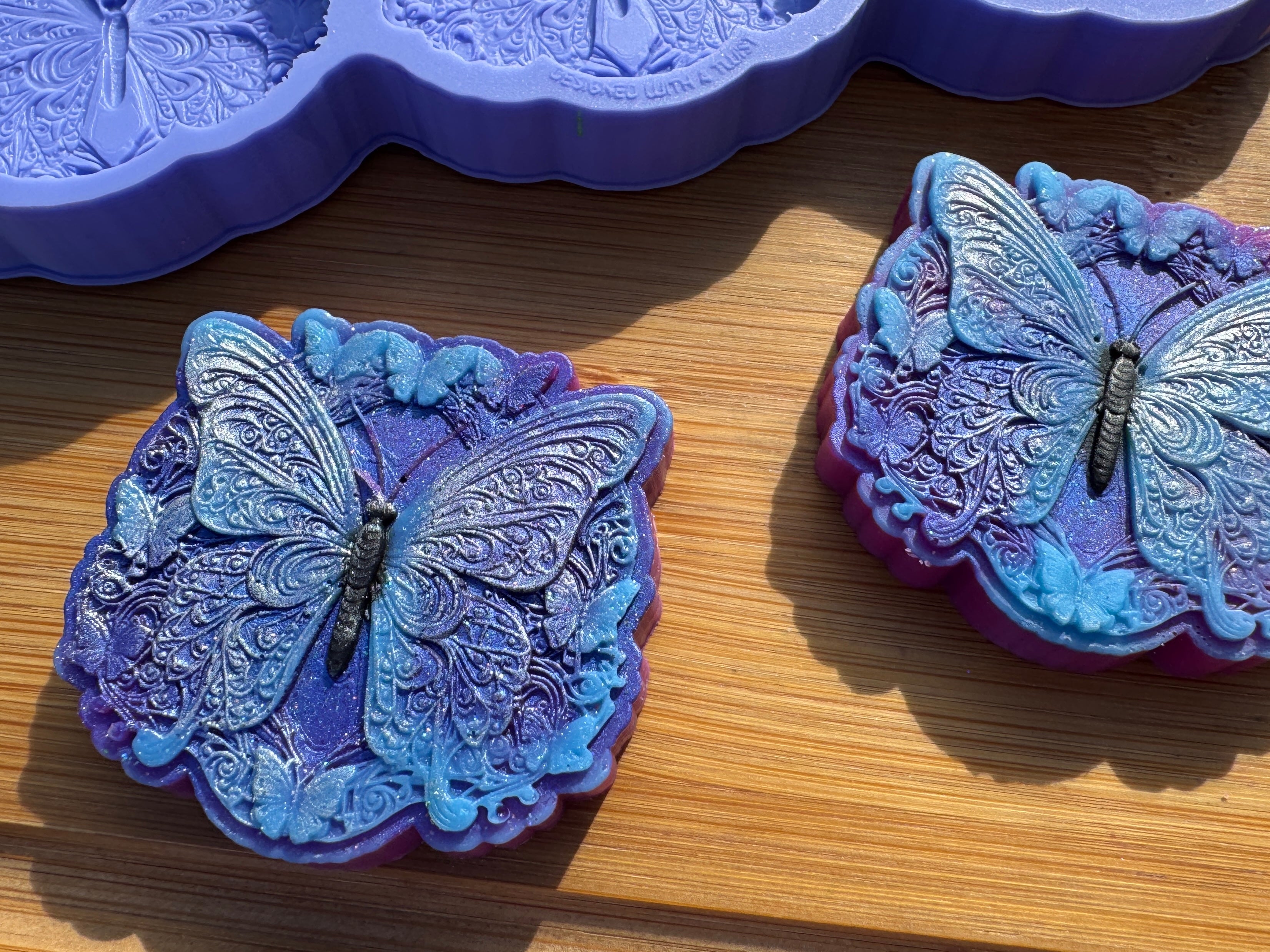 Butterfly and Flowers Silicone Mold Trio