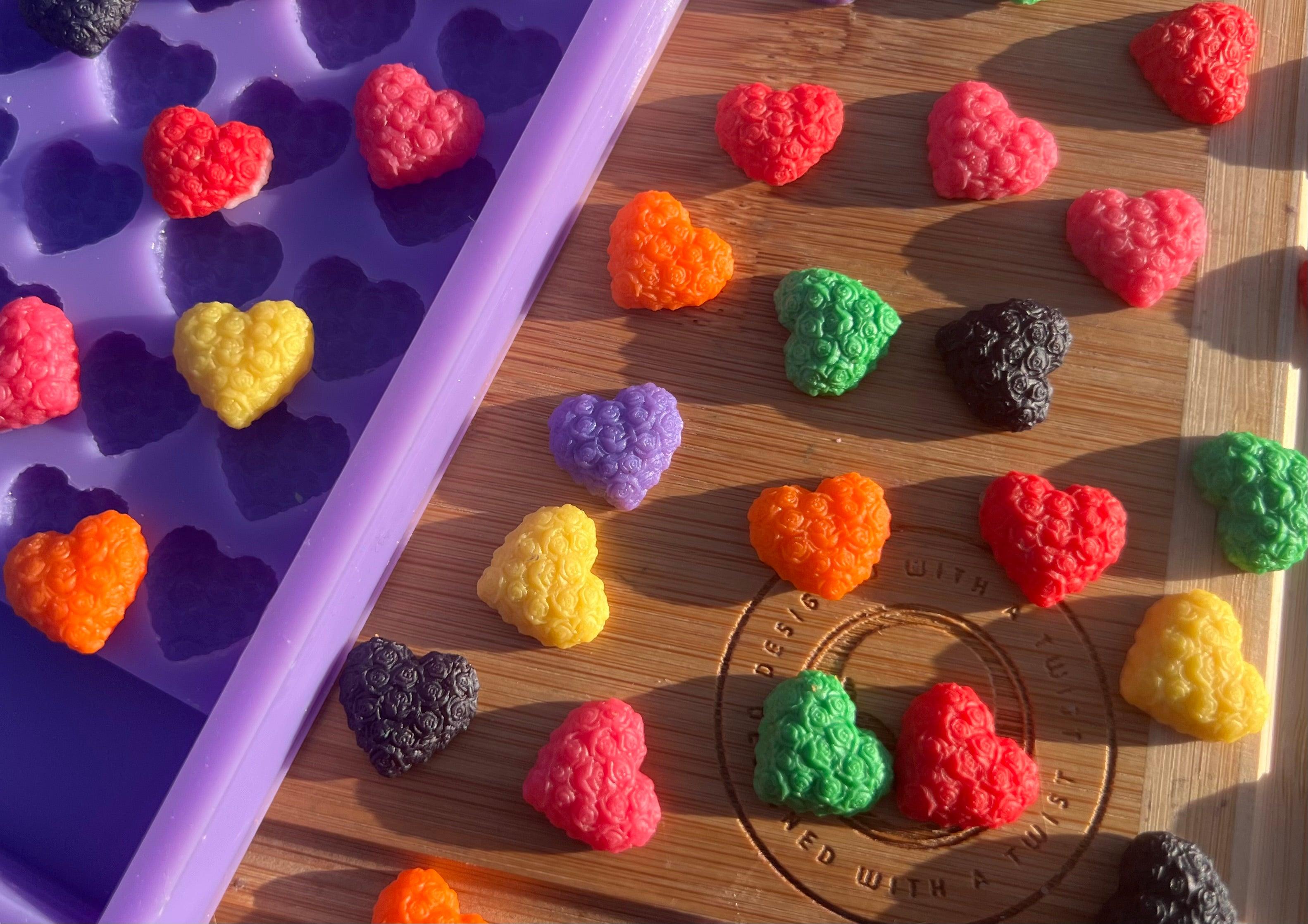 Rose Heart Scrape n Scoop Wax Silicone Mold - Designed with a Twist - Top quality silicone molds made in the UK.