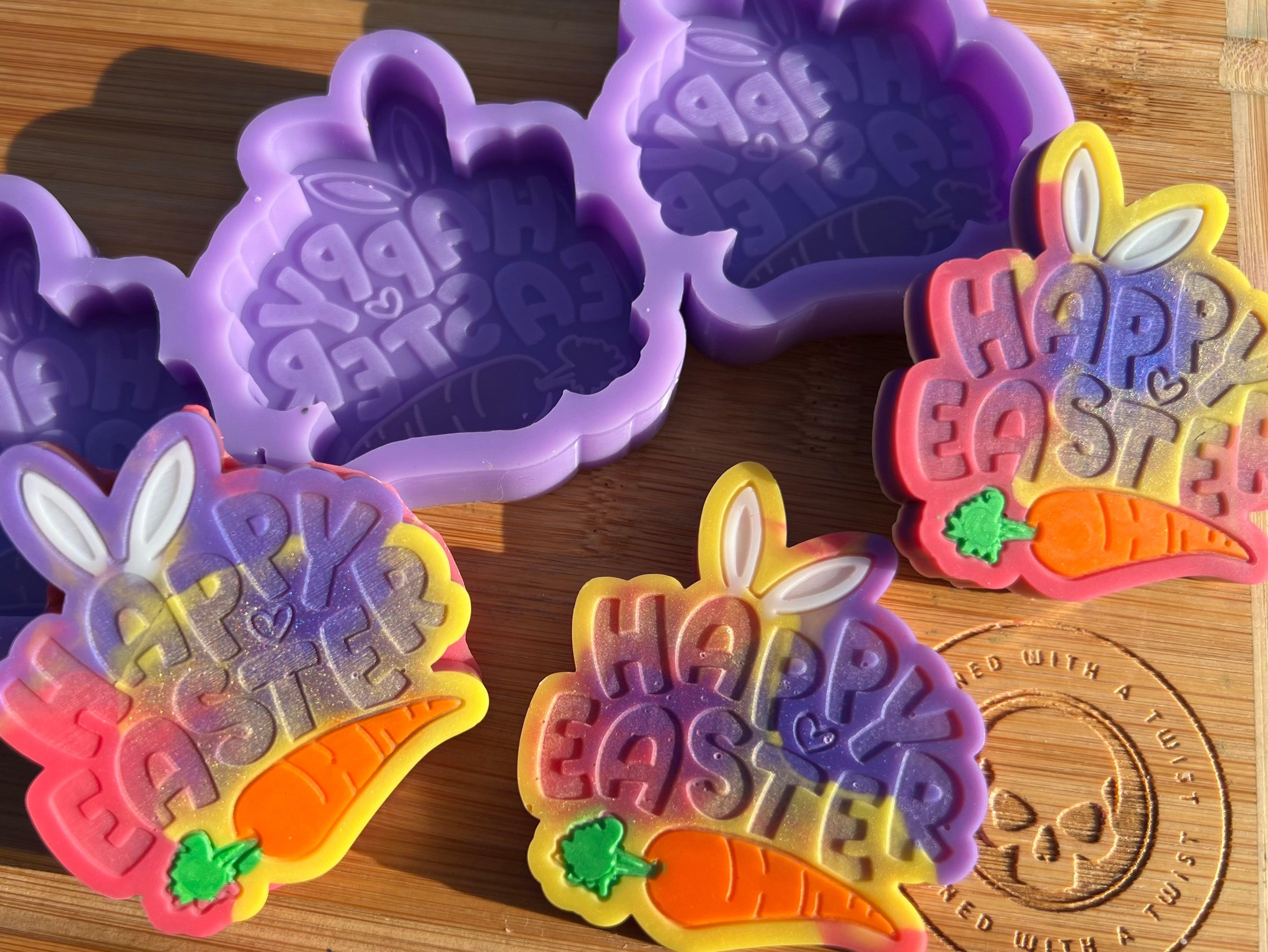 Happy Easter Wax Melt Silicone Mold - Designed with a Twist - Top quality silicone molds made in the UK.