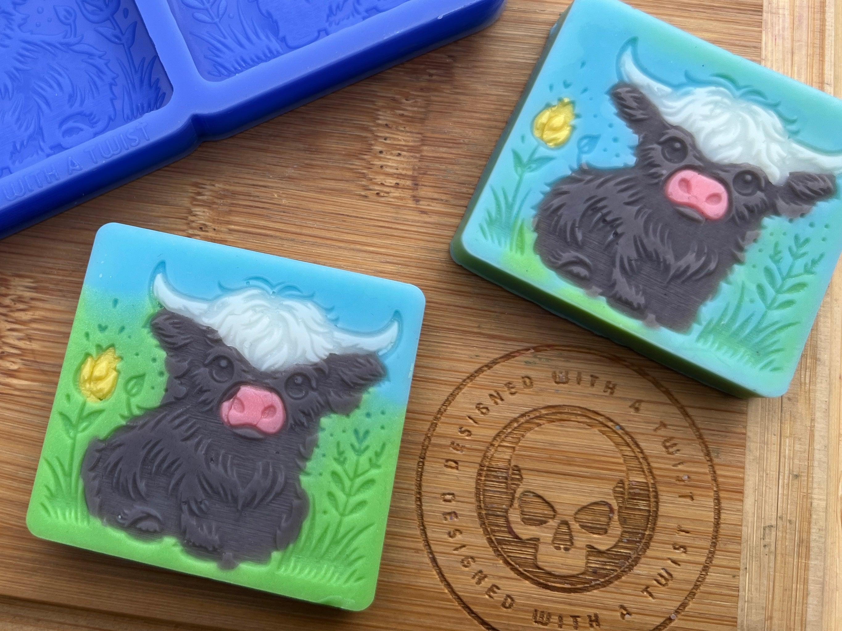 Cute Highland Cow Silicone Mold Square - Designed with a Twist - Top quality silicone molds made in the UK.