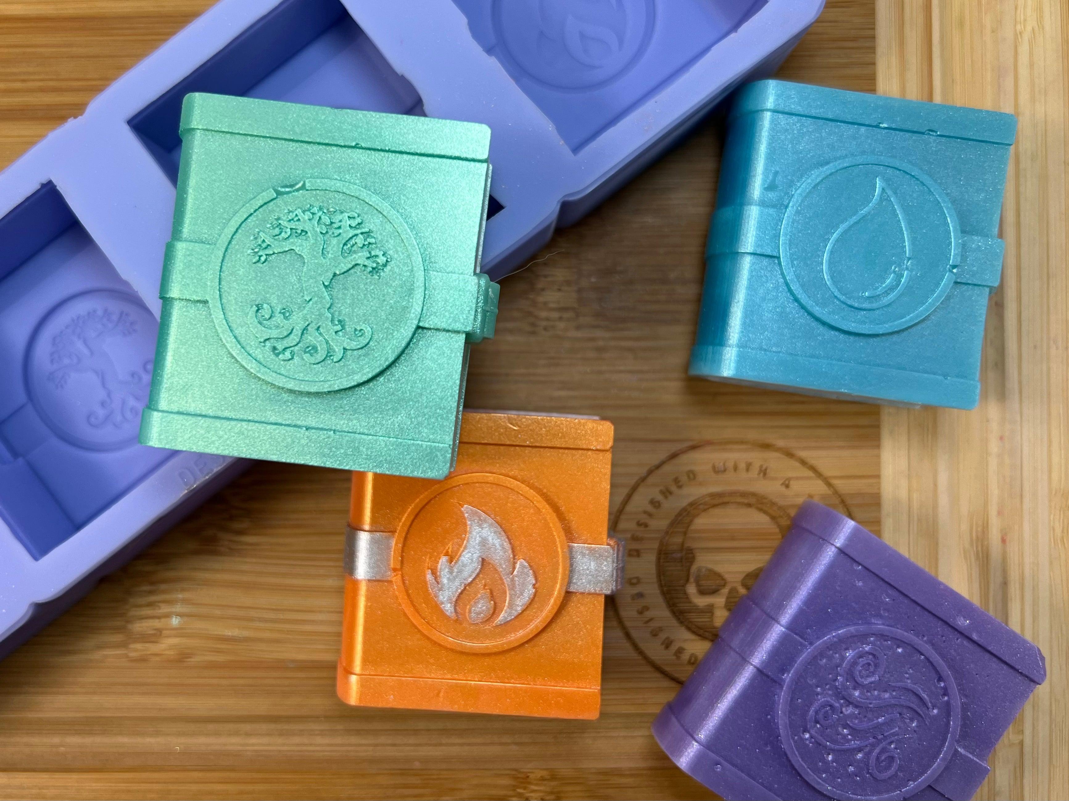 3D Elemental Spell books Wax Melt Silicone Mold - Designed with a Twist - Top quality silicone molds made in the UK.