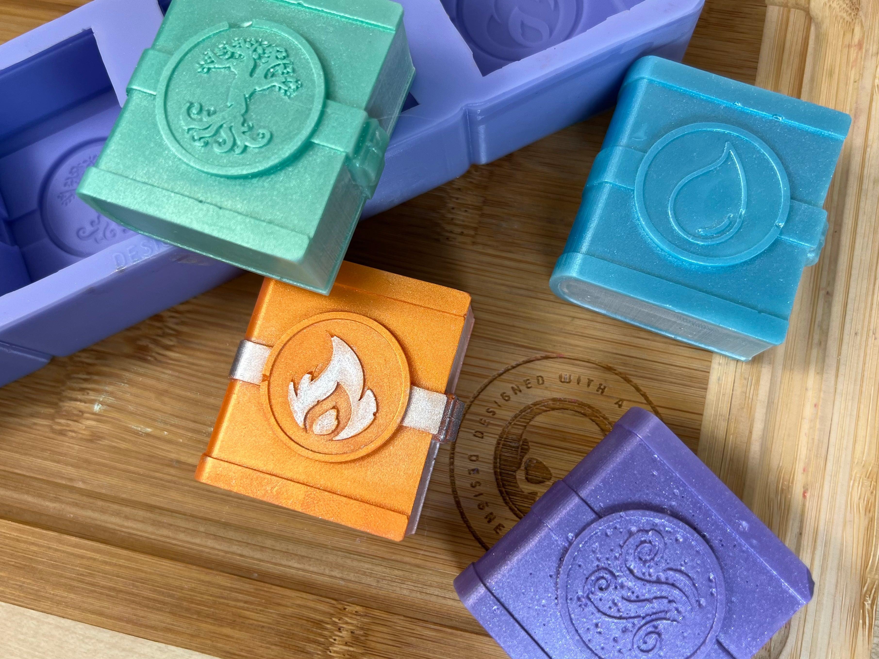 3D Elemental Spell books Wax Melt Silicone Mold - Designed with a Twist - Top quality silicone molds made in the UK.