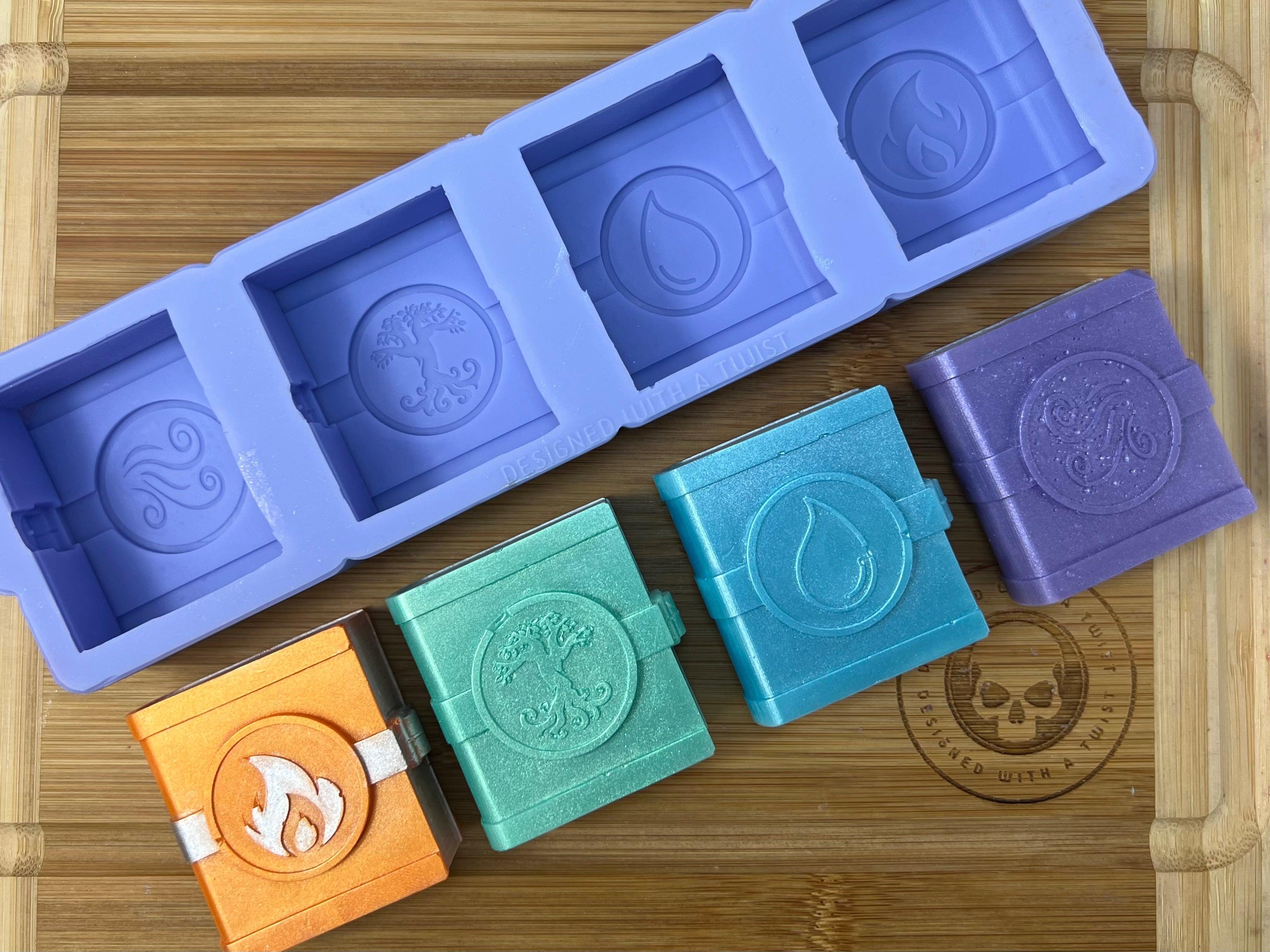 3D Elemental Spell books Wax Melt Silicone Mold - Designed with a Twist - Top quality silicone molds made in the UK.