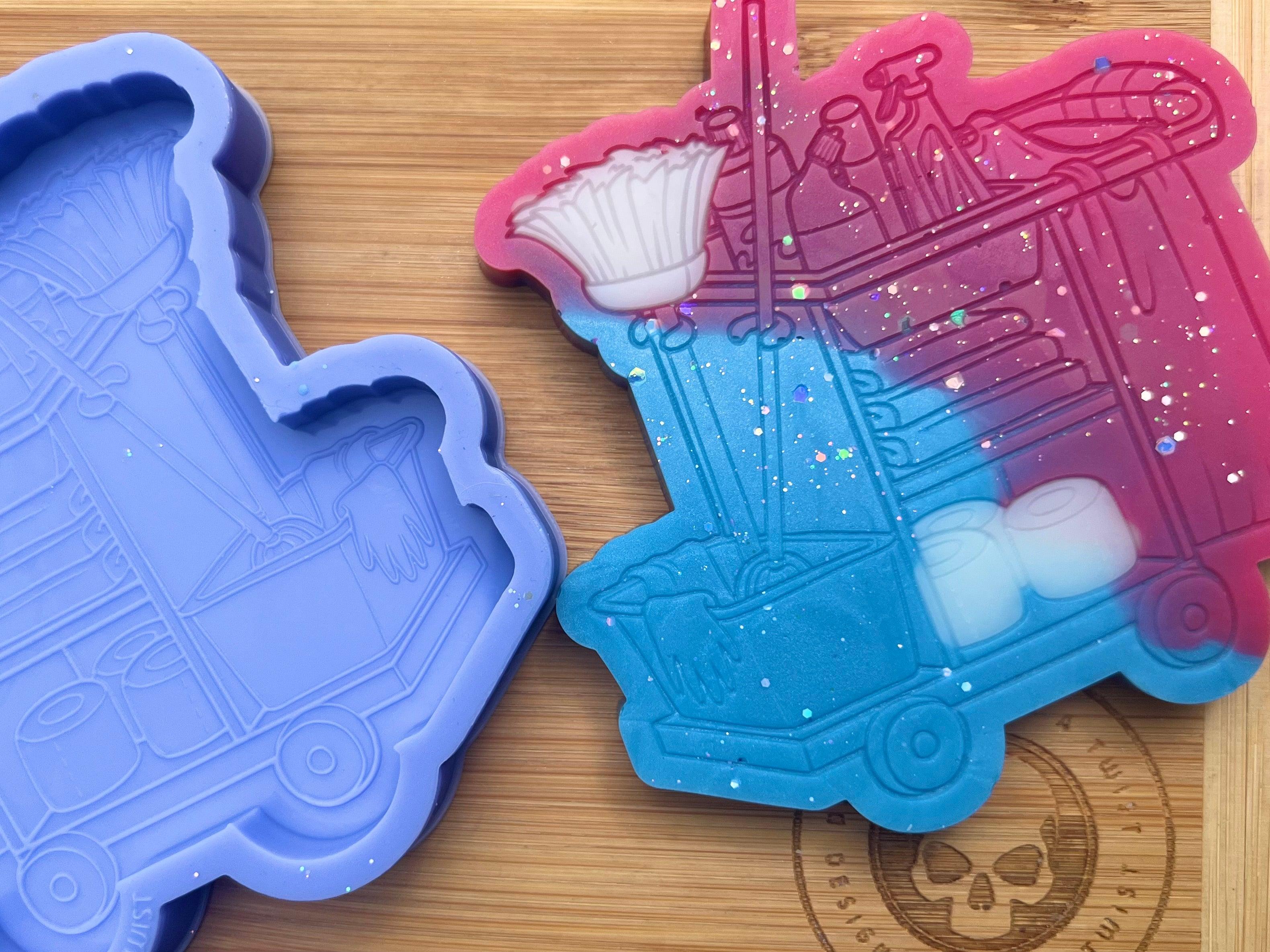 Large Cleaning Trolley Wax Melt Silicone Mold - Designed with a Twist - Top quality silicone molds made in the UK.