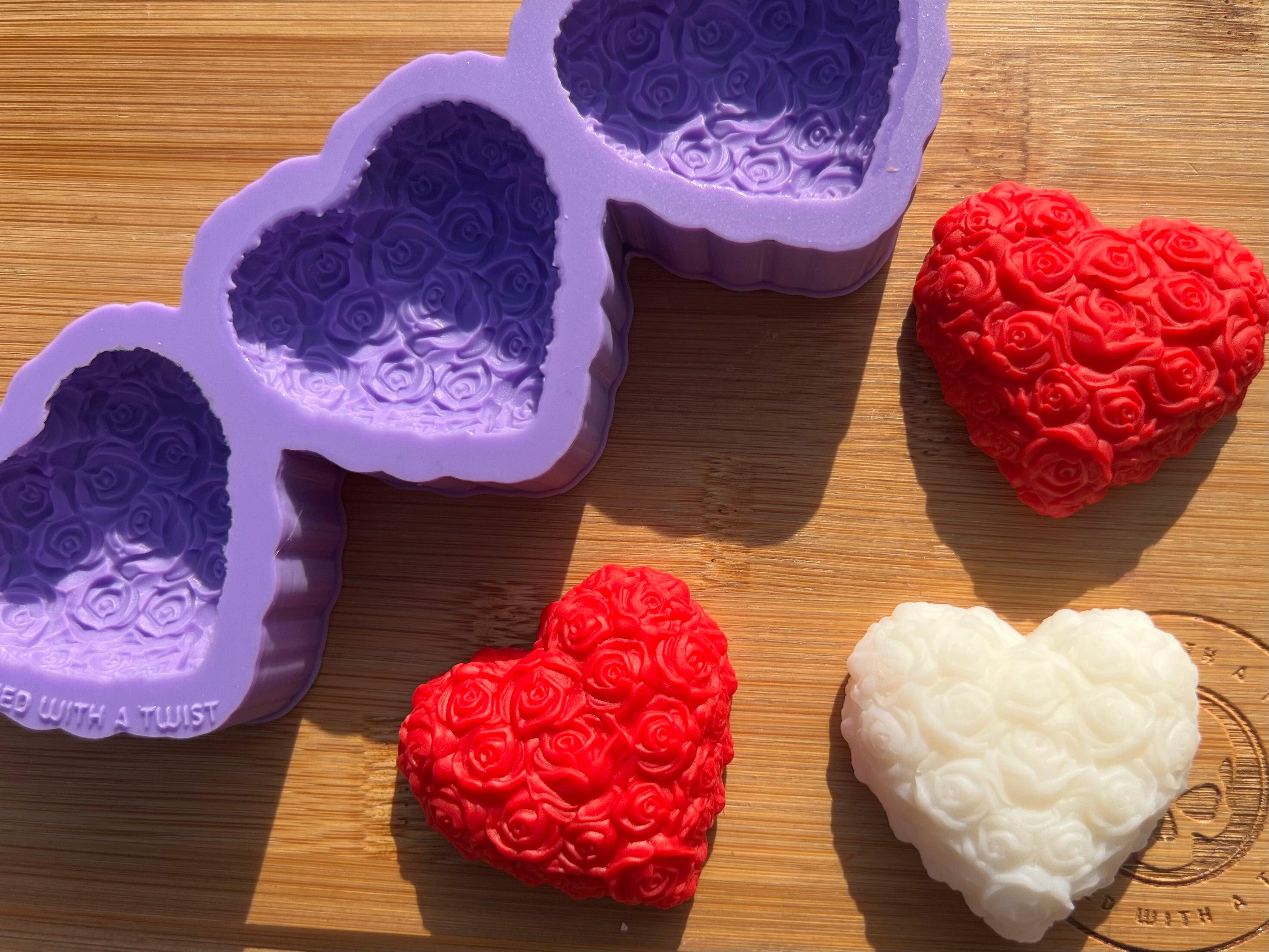 Rose Heart Wax Melt Silicone Mold - Designed with a Twist - Top quality silicone molds made in the UK.