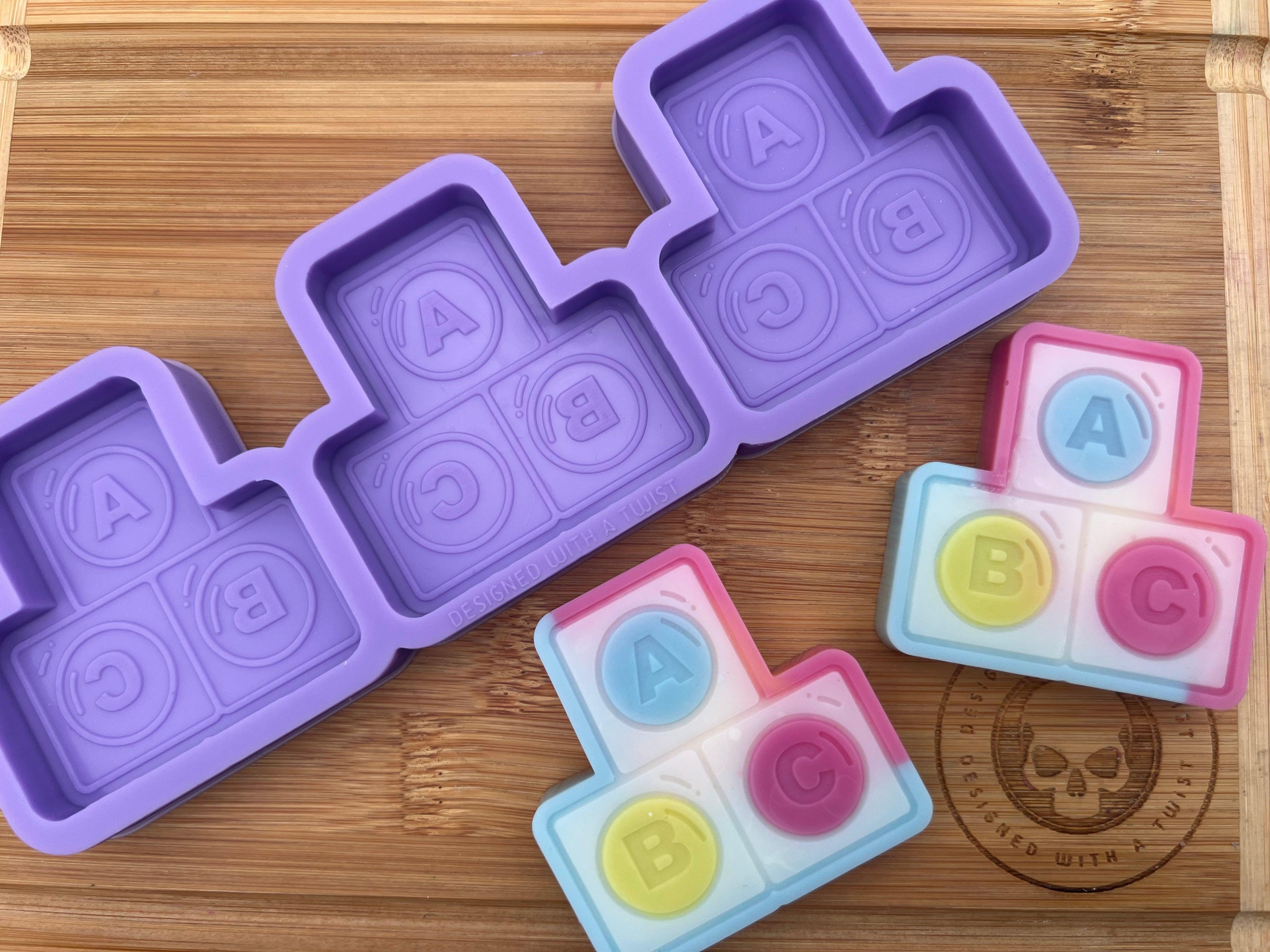 Alphabet Blocks Wax Melt Silicone Mold - Designed with a Twist - Top quality silicone molds made in the UK.