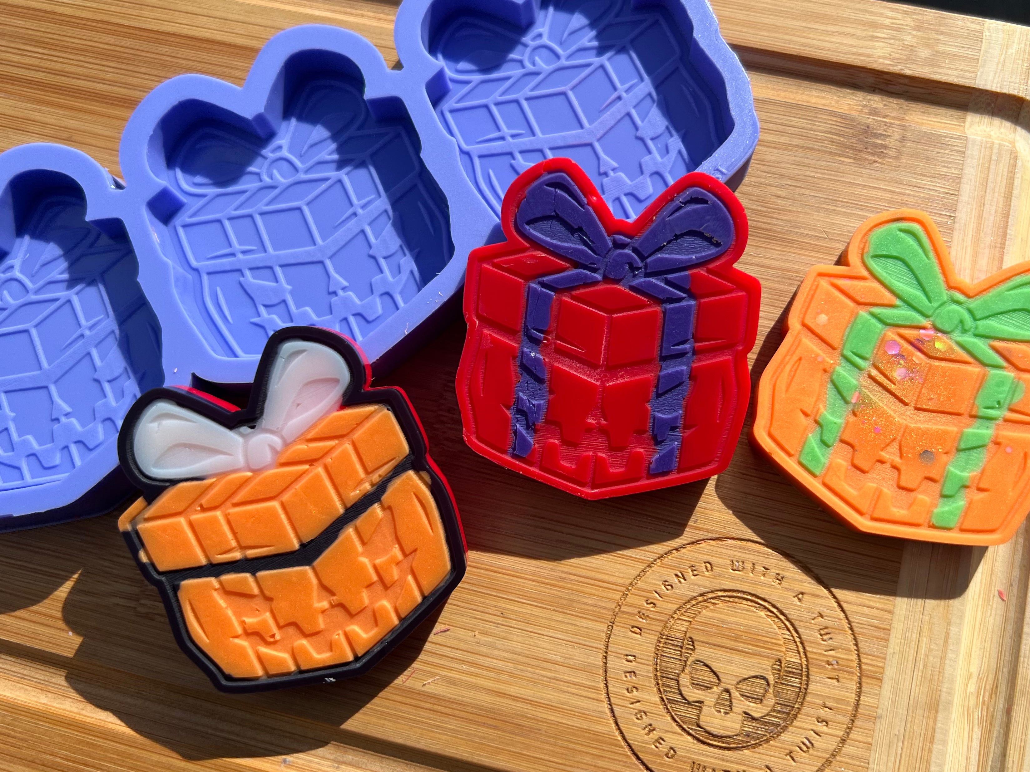 Pumpkin Present Wax Melt Silicone Mold - Designed with a Twist - Top quality silicone molds made in the UK.