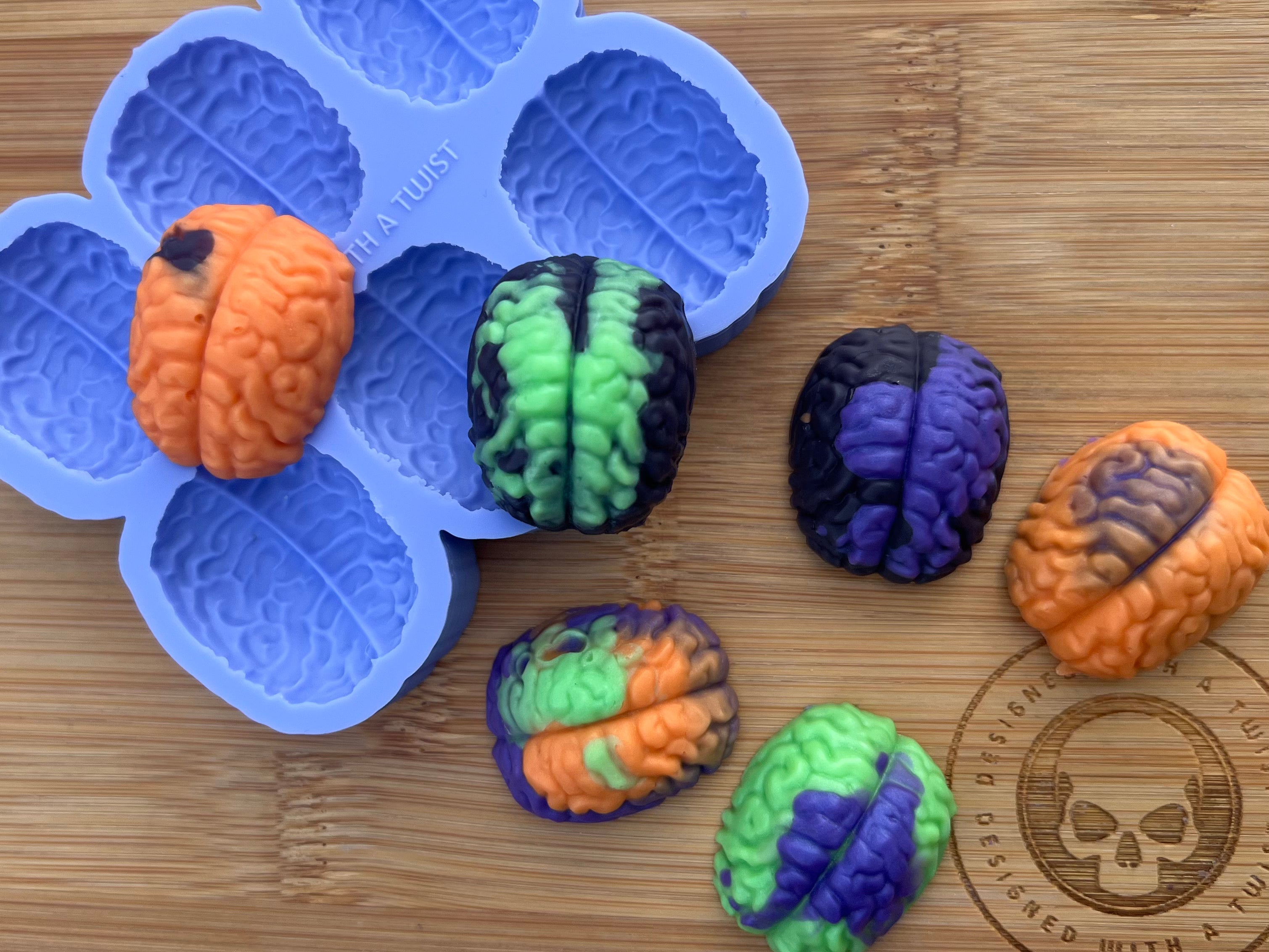 3D Brain Mini Wax Melt Silicone Mold - Designed with a Twist - Top quality silicone molds made in the UK.