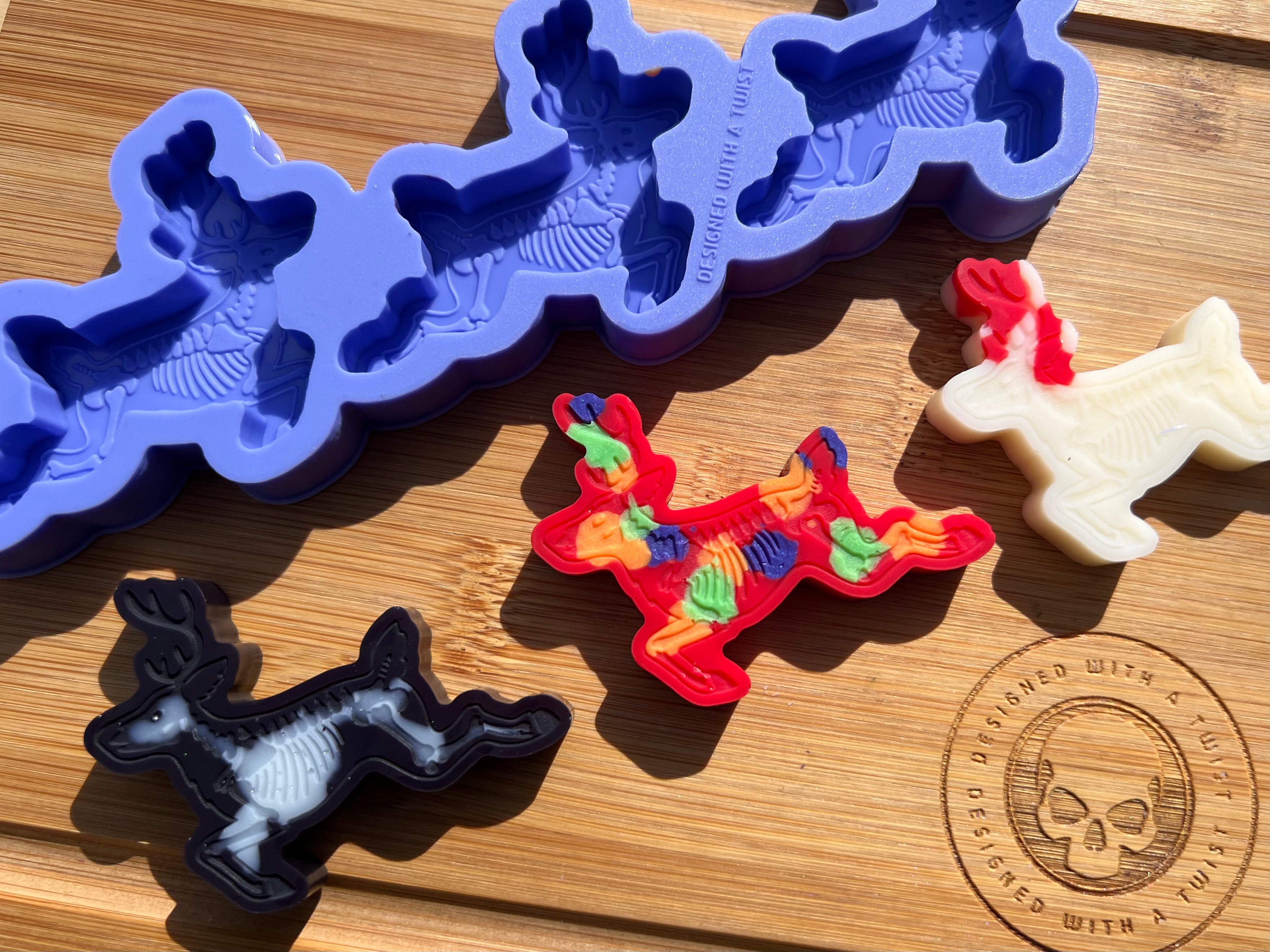 Skeleton Reindeer Wax Melt Silicone Mold - Designed with a Twist - Top quality silicone molds made in the UK.