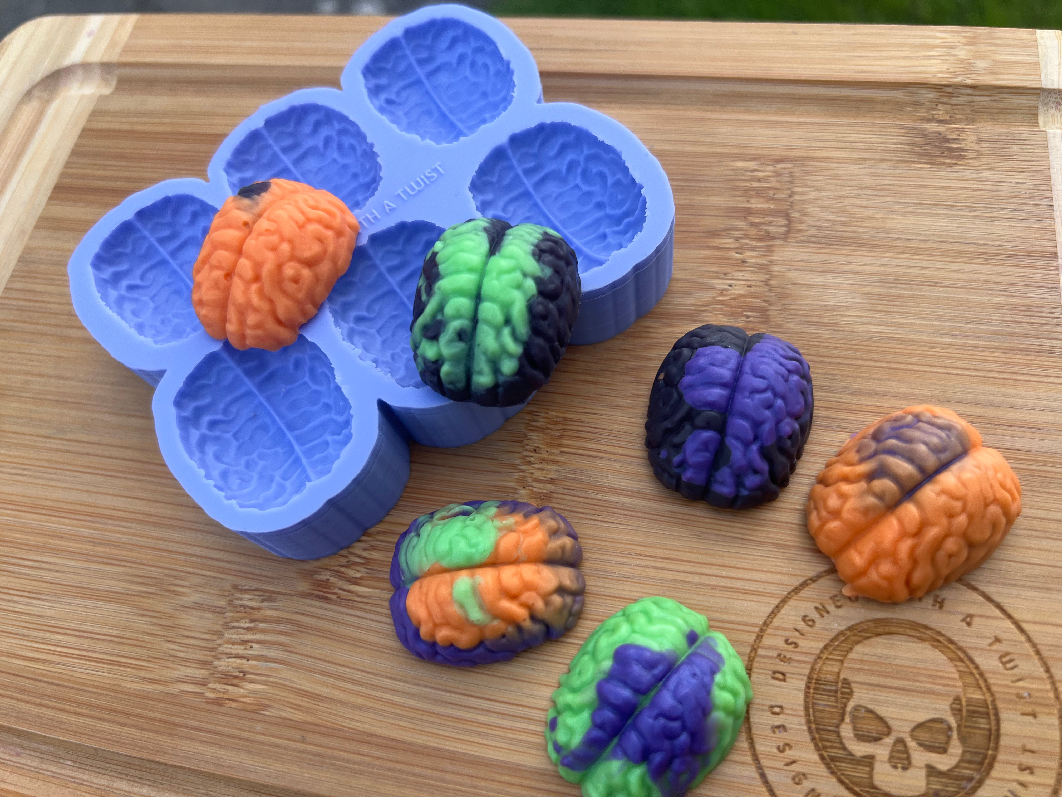 3D Brain Mini Wax Melt Silicone Mold - Designed with a Twist - Top quality silicone molds made in the UK.