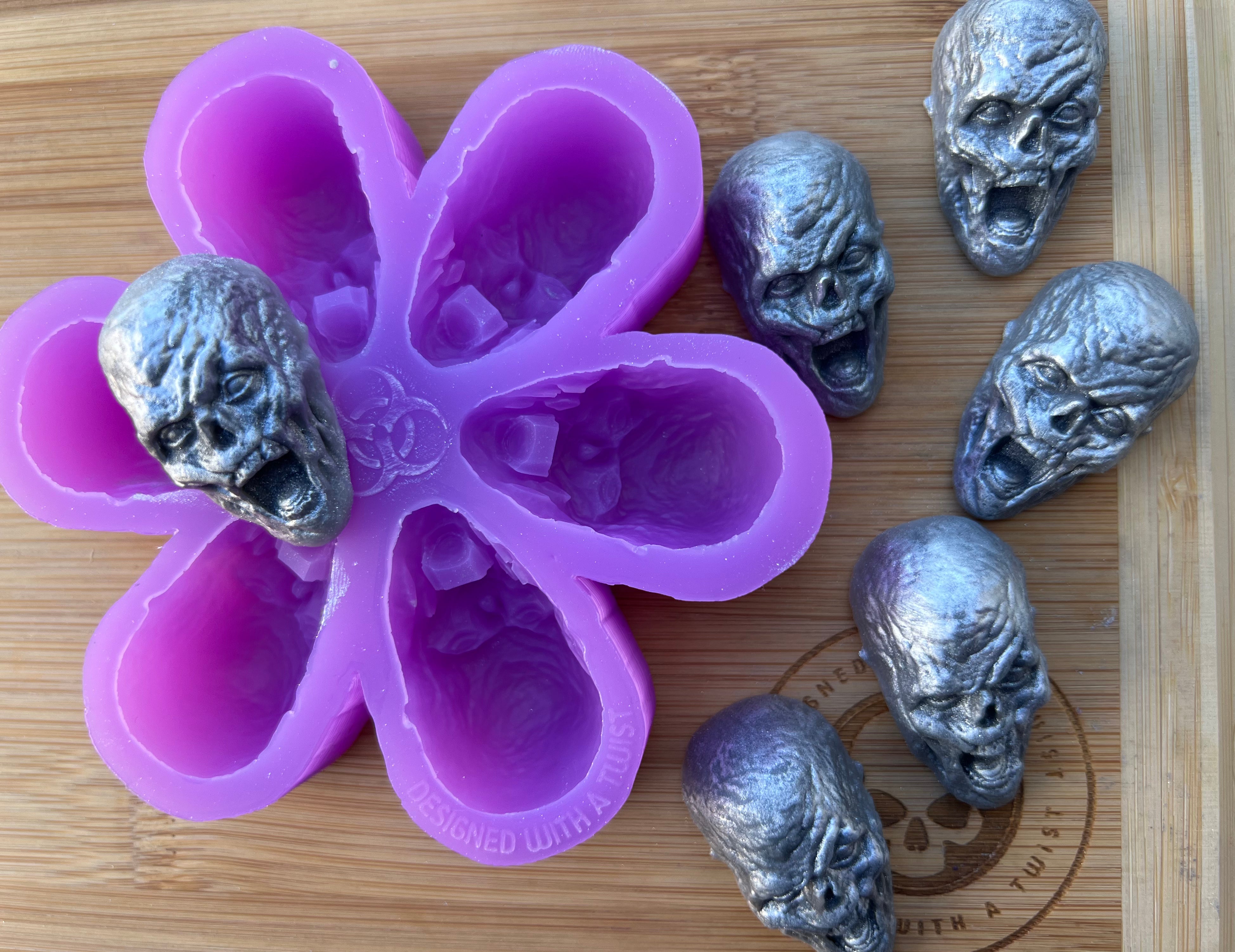 Zombie Head Wax Melt Silicone Mold - Designed with a Twist  - Top quality silicone molds made in the UK.