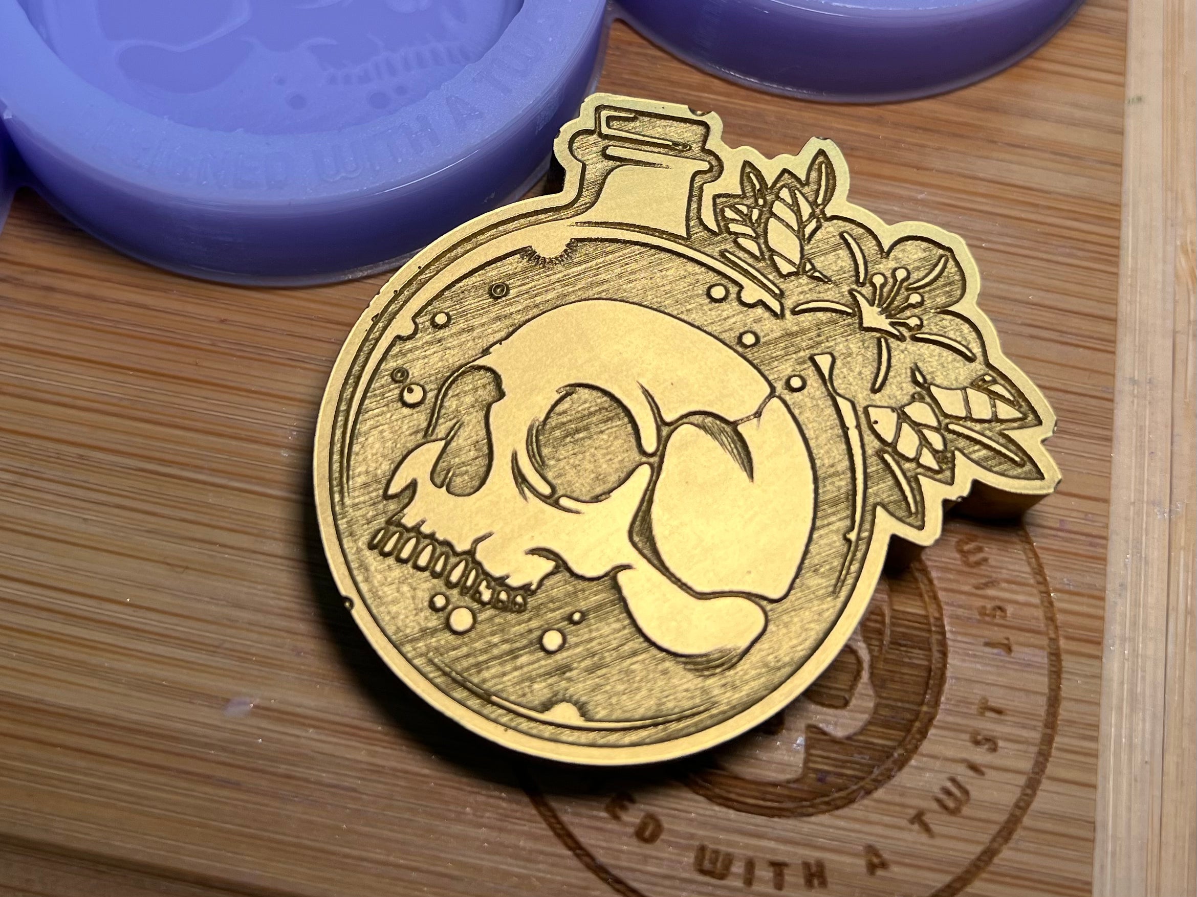 Round Skull Bottle Wax Melt Silicone Mold - Designed with a Twist - Top quality silicone molds made in the UK.