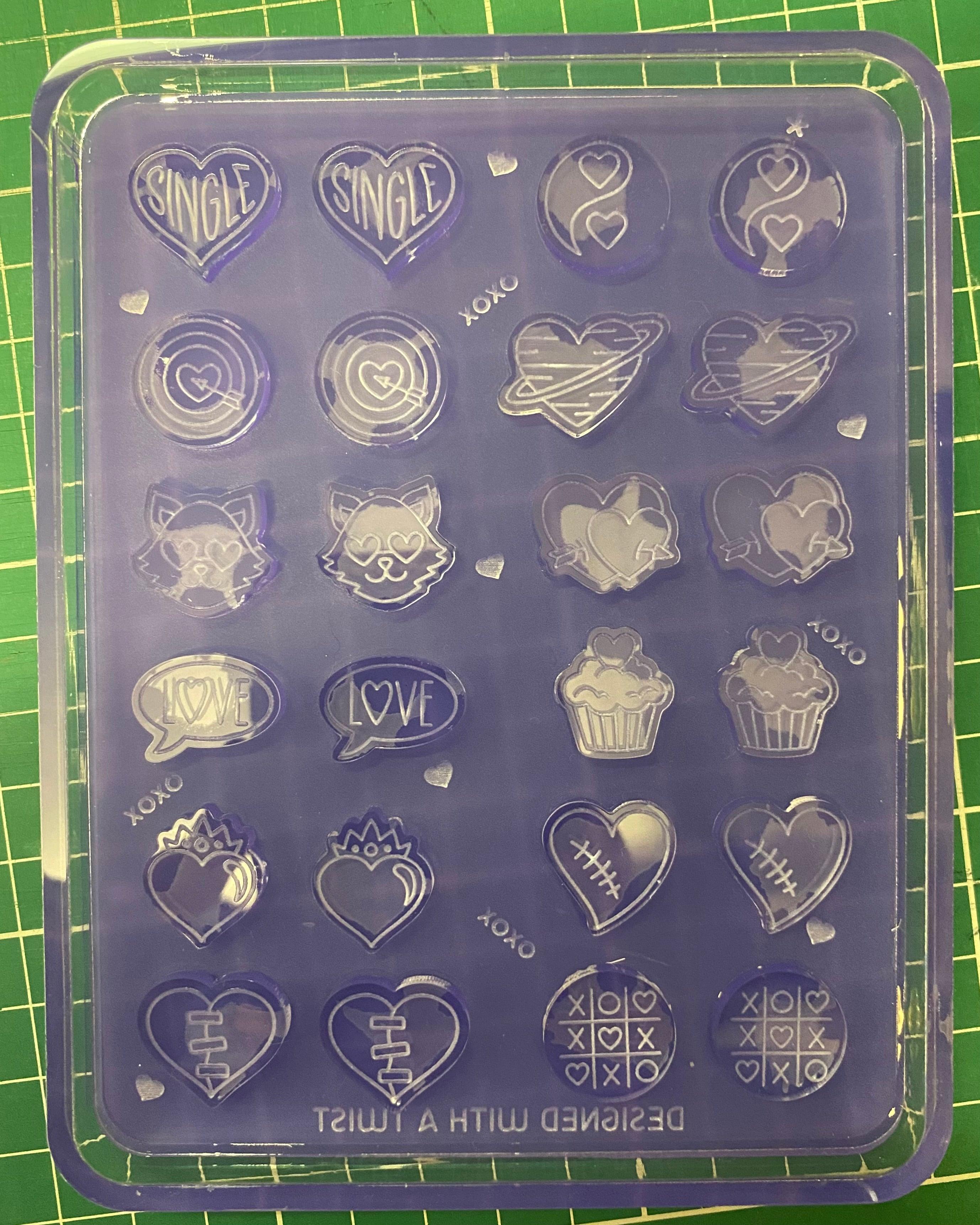 Valentines Mix & Match Stud Earring Silicone Mold - Designed with a Twist  - Top quality silicone molds made in the UK.